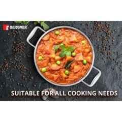 Bergner Argent 5CX  Silver Stainless Steel Kadhai with Stainless Steel Lid Copper Core
