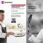 Bergner Argent 5CX 5-Ply Stainless Steel Fry Pan with Riveted Cast Handle & Induction Base Copper Core Base